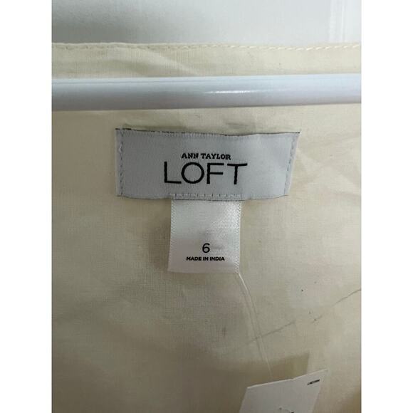 NEW Ann Taylor Loft Women's 6 Floral Cotton Midi Dress White Gray Babydoll Tank - Picture 4 of 16